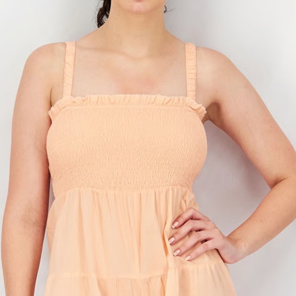 ASOS Womens Sleeveless Shirred Playsuit Romper Size‎ 10 Orange Peach - Picture 3 of 12